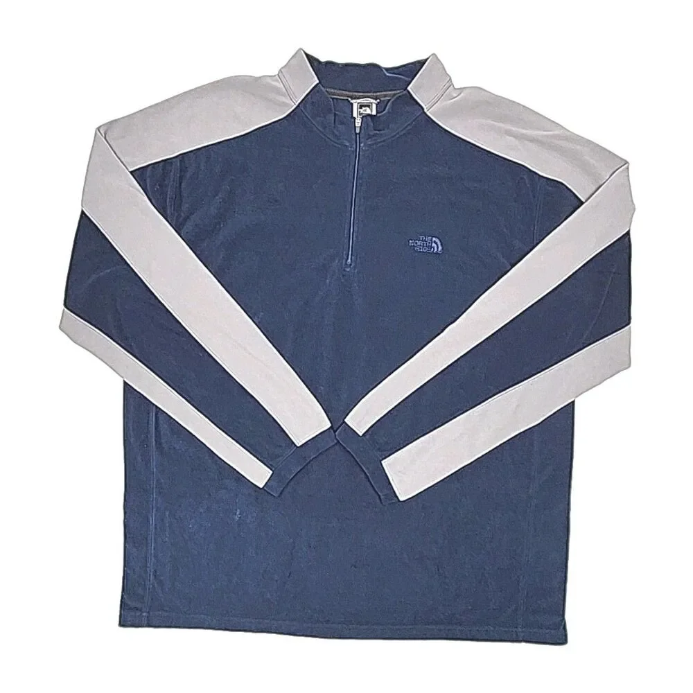 The North Face TKA 100 Shirt 1/4 Zip Sz XXL 2XL Blue Gray Fleece Sweatshirt Men